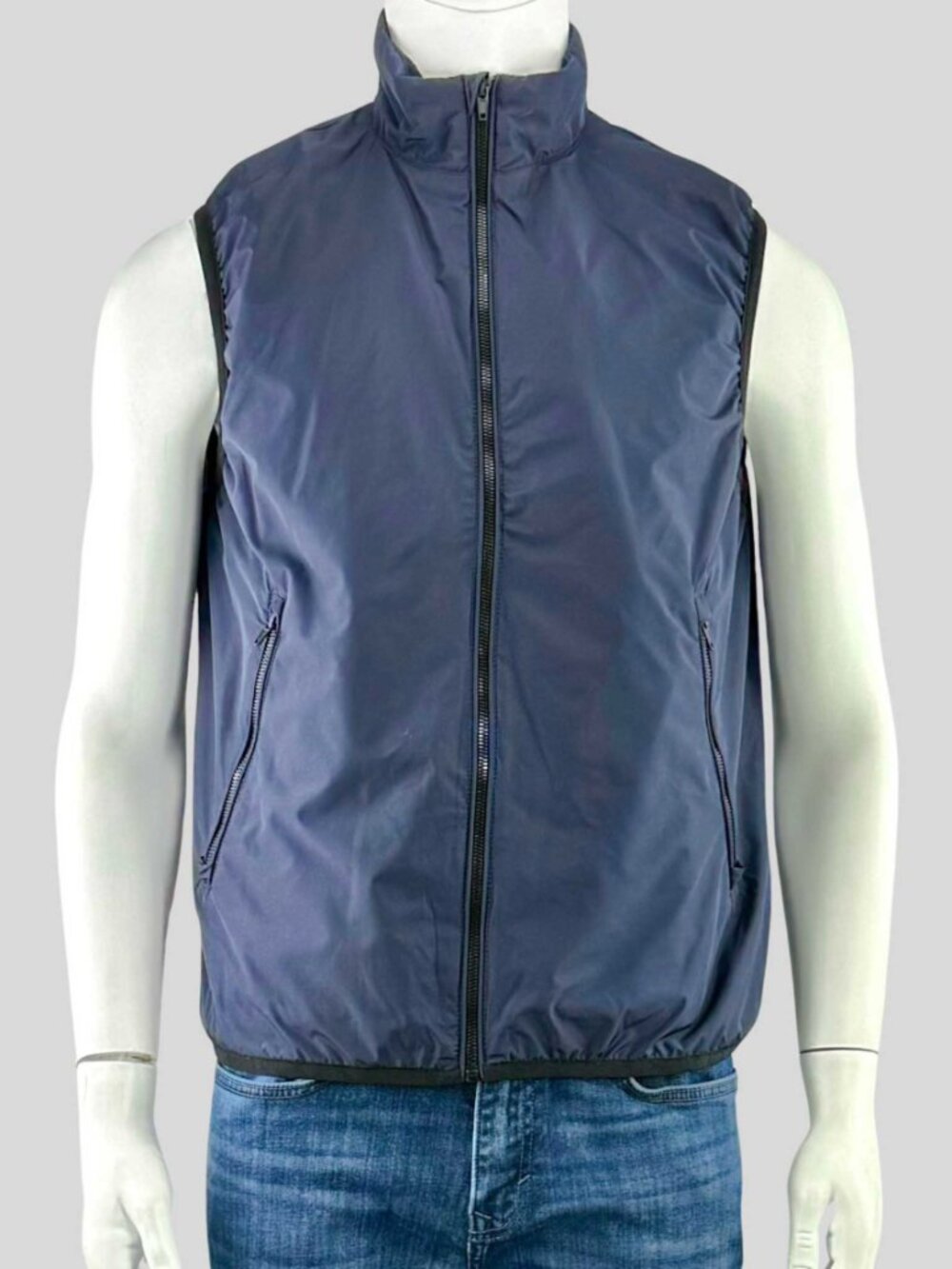 H&M Mens Blue Padded Vest Fleece Lined Collar - Small